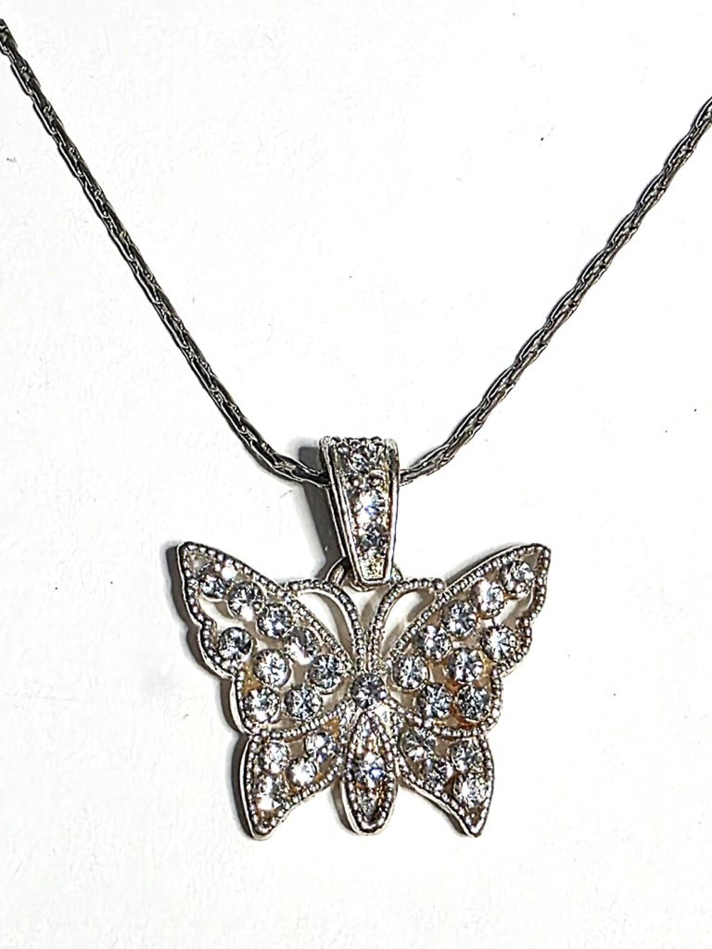 Butterfly rhinestone pavé necklace